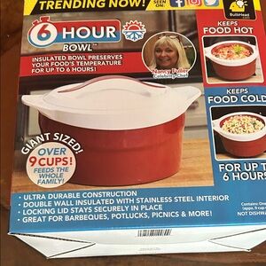 Bullhead Red and White Insulated Bowl